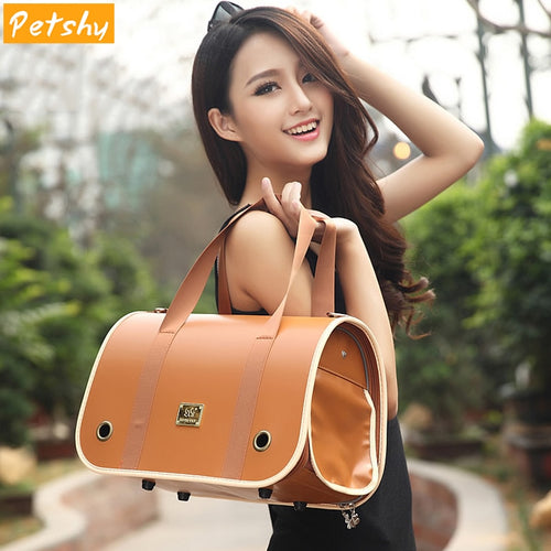 Petshy Leather Portable Pet Backpack